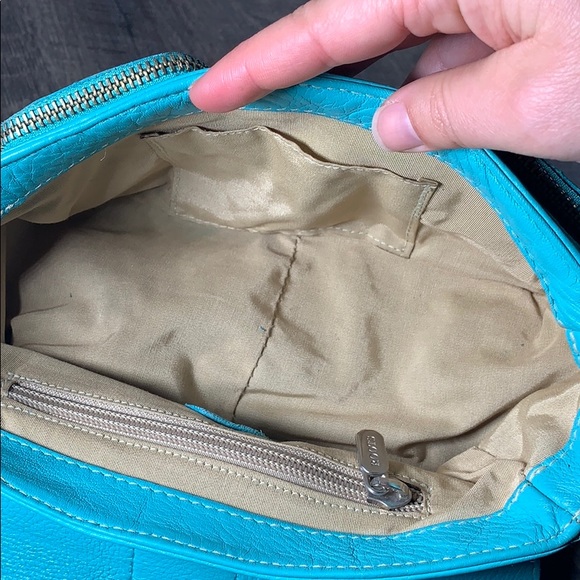 SOLD Vintage Roots leather turquoise buckle ring - Picture 8 of 9